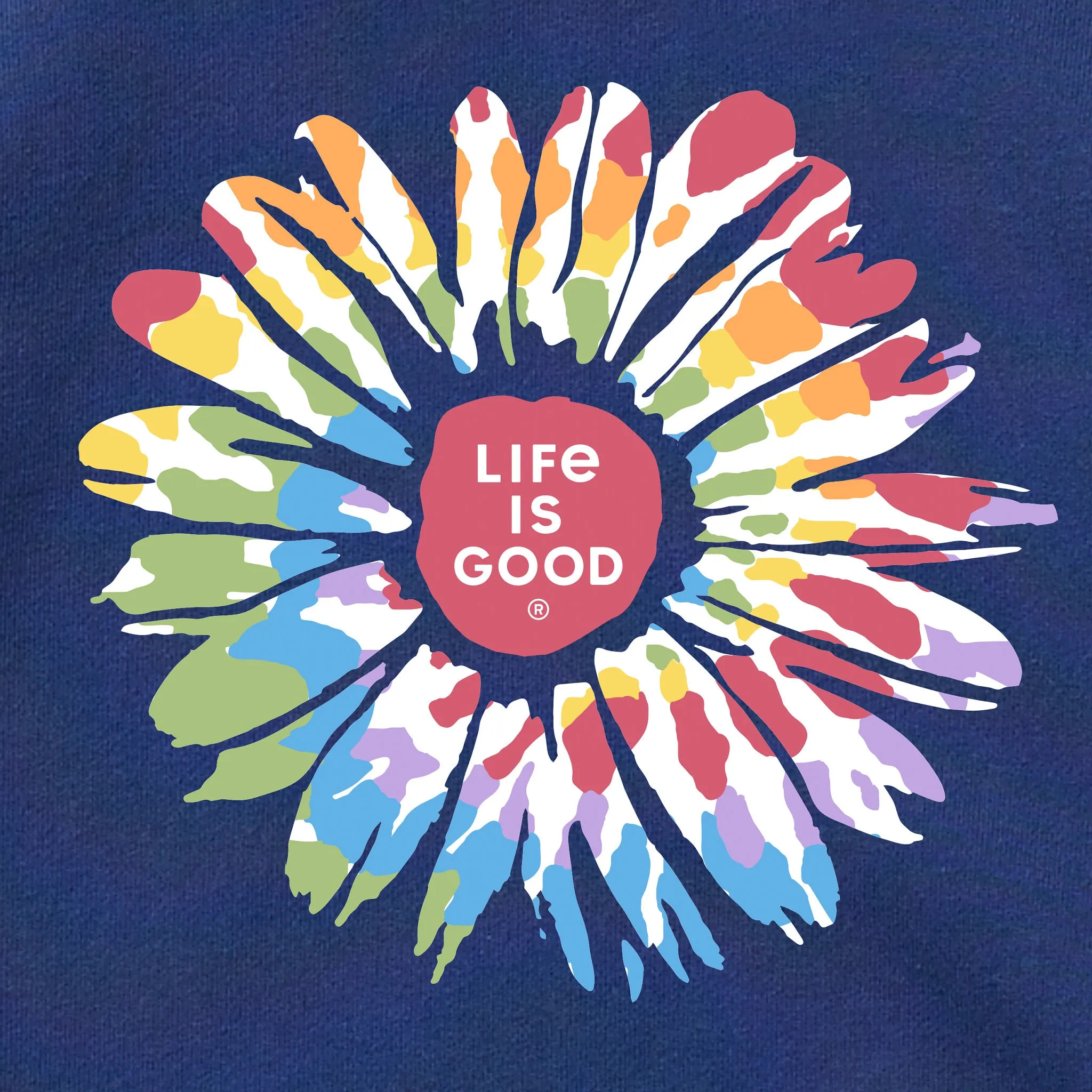 Women's Tie Dye Daisy Simply True Fleece Crew Life is Good