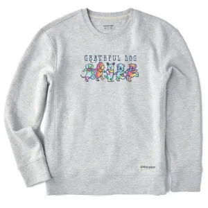 Women's Tie Dye Grateful Dog Simply True Fleece Crew Life is Good