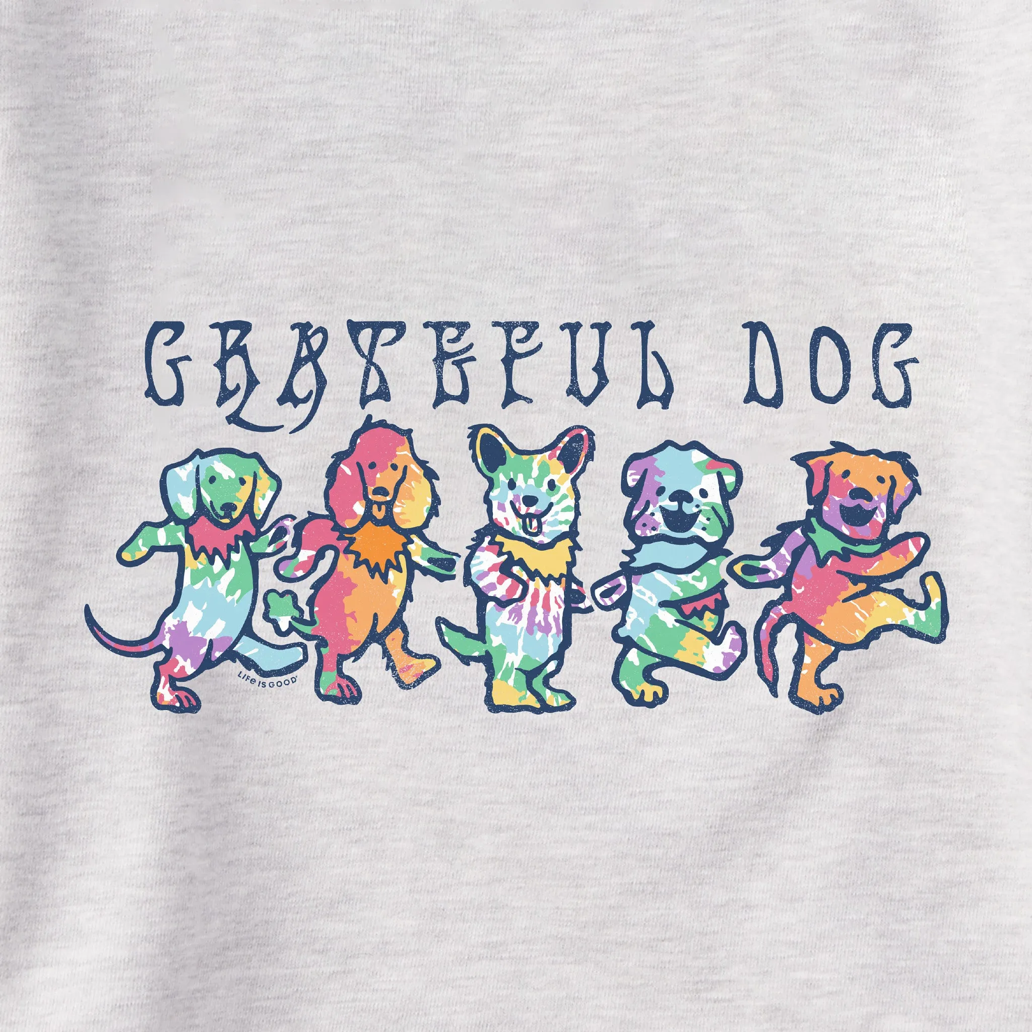 Women's Tie Dye Grateful Dog Simply True Fleece Crew Life is Good
