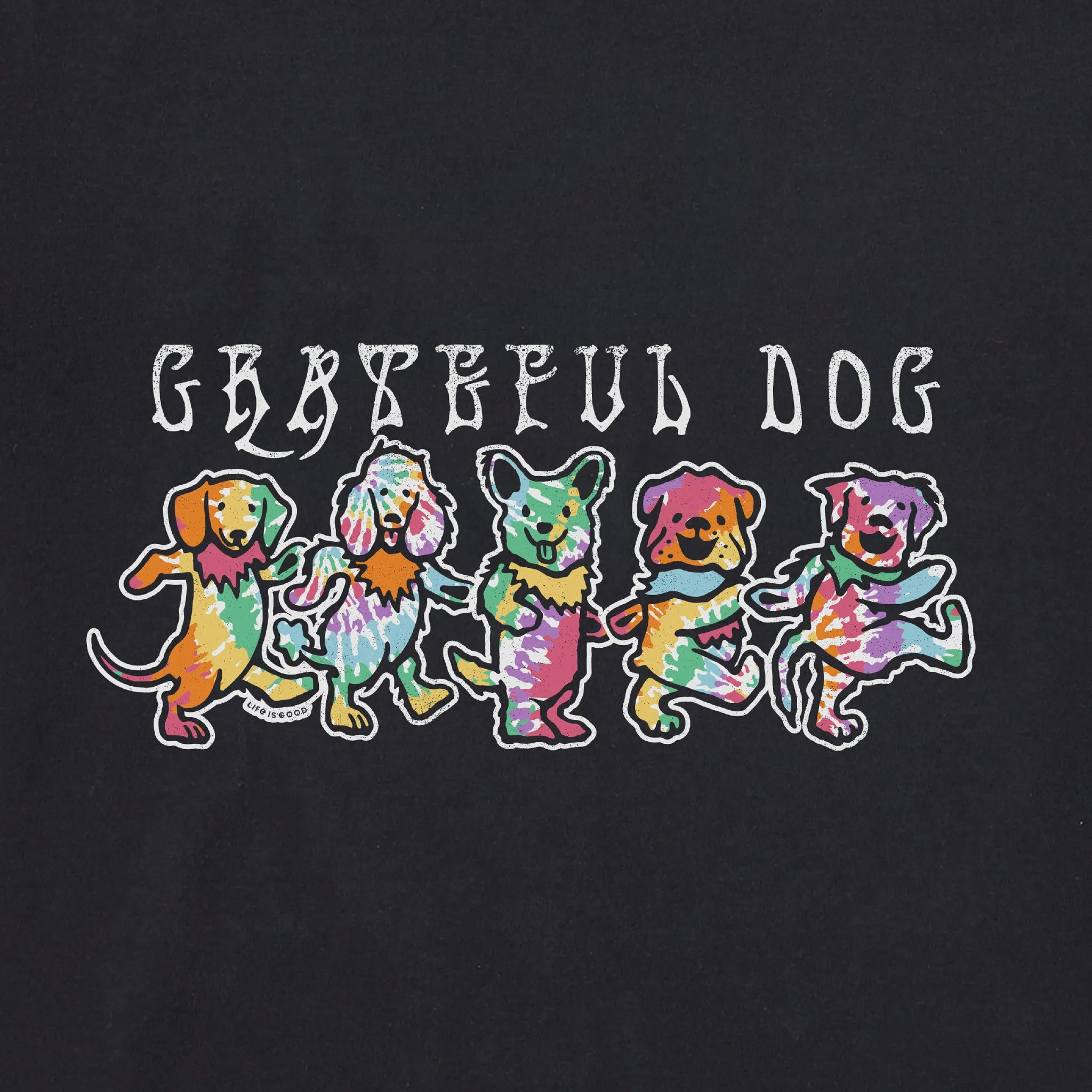 Women's Tie Dye Grateful Dog Simply True Fleece Hoodie Life is Good