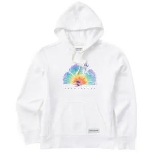 Women's Tie Dye Hibiscus beach Simply True Fleece Hoodie Life is Good