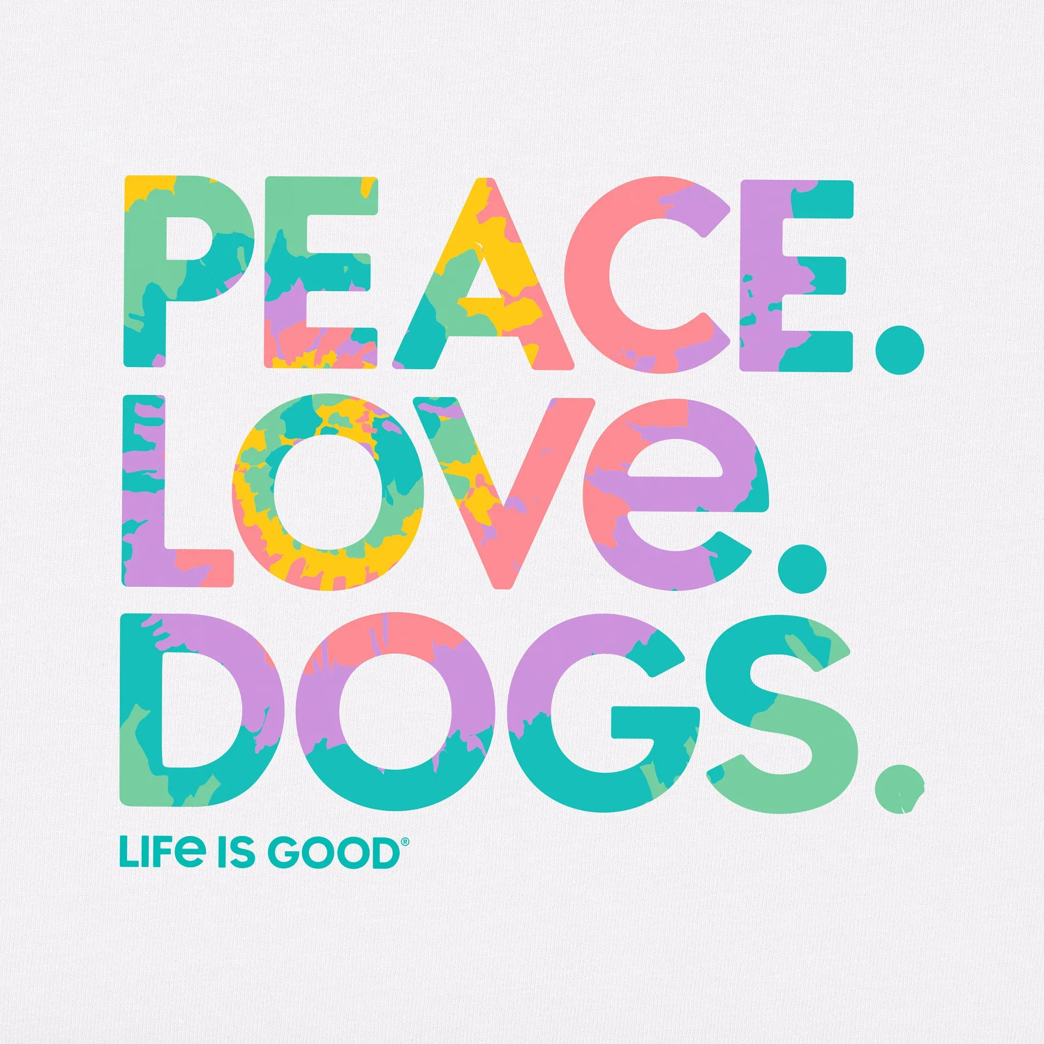 Women's Tie Dye Peace Love Dogs Simply True Fleece Hoodie Life is Good