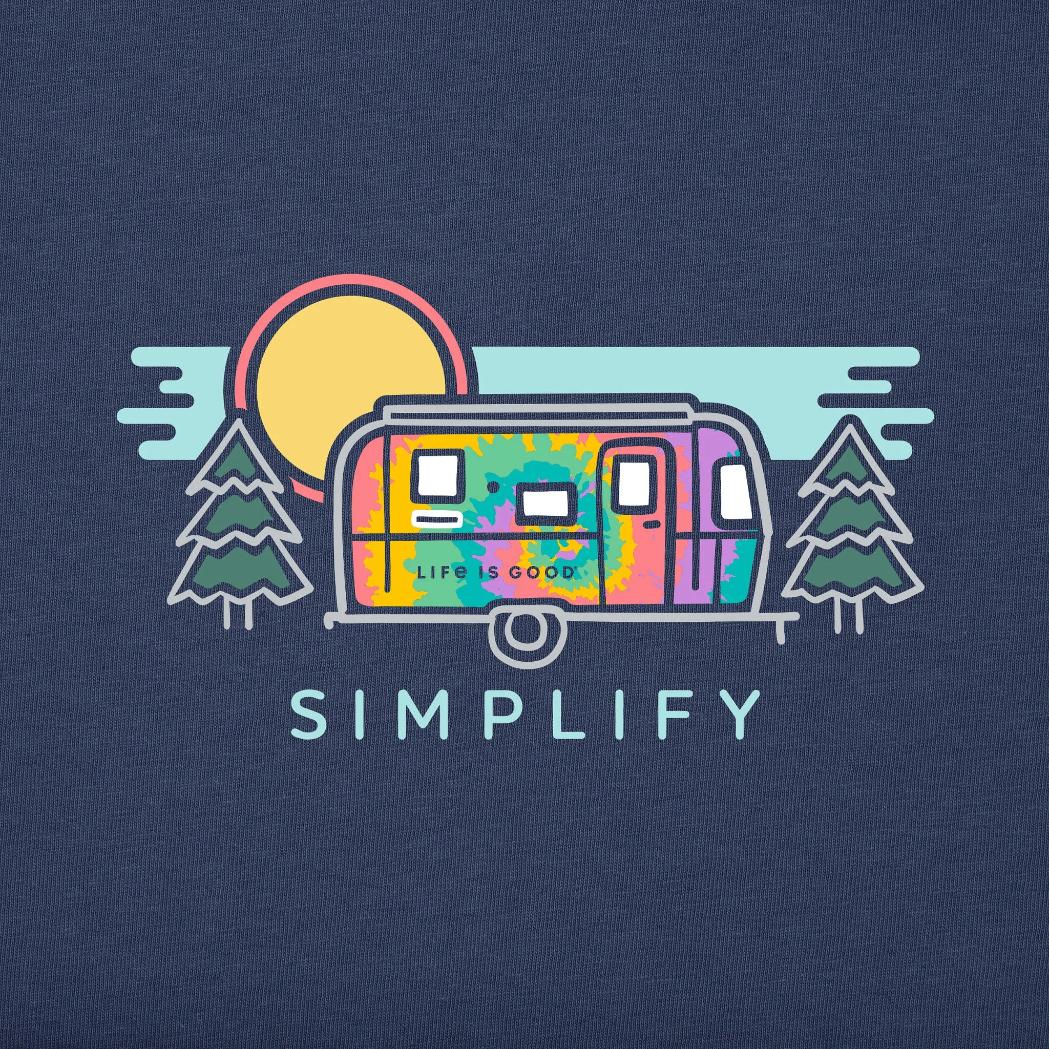 Women's Tie Dye Simplify Camper Simply True Fleece Crew Life is Good