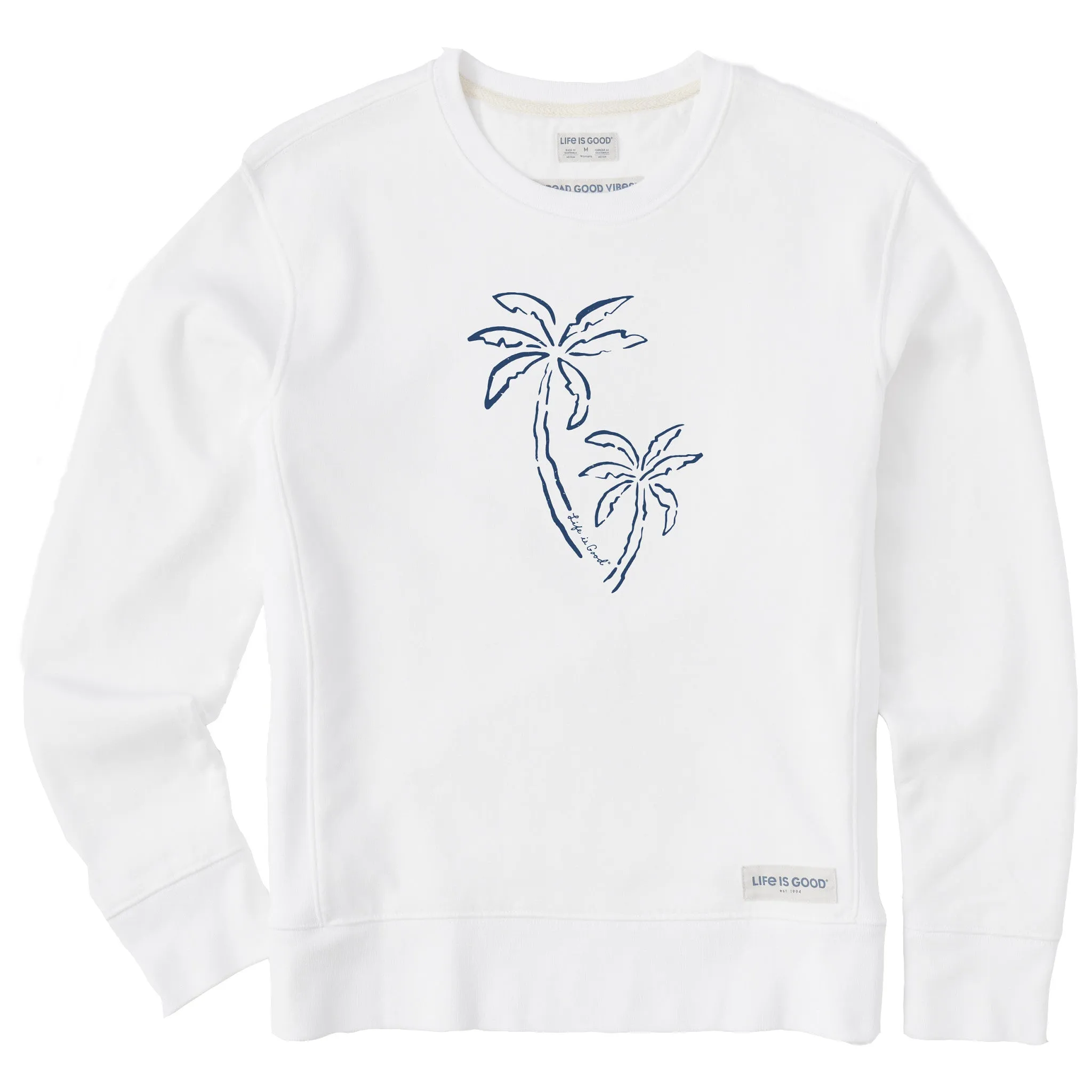 Women's Two Simple Palms Simply True Fleece Crew Life is Good