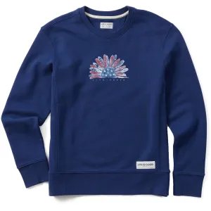 Women's USA Daisy Simply True Fleece Crew Life is Good