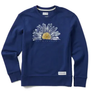 Women's Watercolor Daisy Simply True Fleece Crew Life is Good