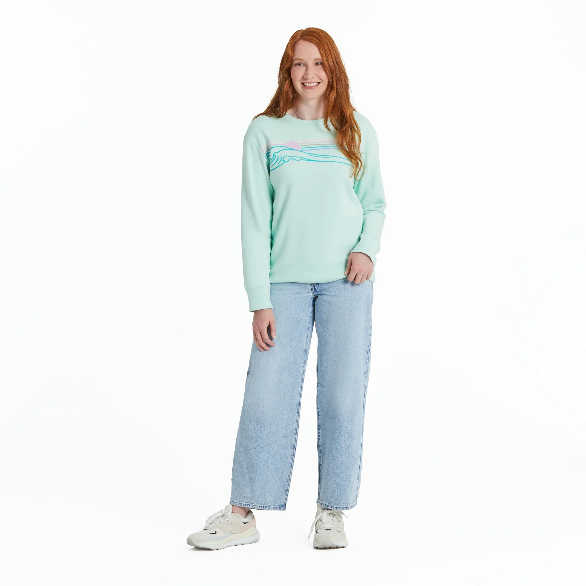 Women's Wave Stripe Simply True Fleece Crew Life is Good