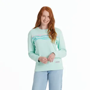 Women's Wave Stripe Simply True Fleece Crew Life is Good