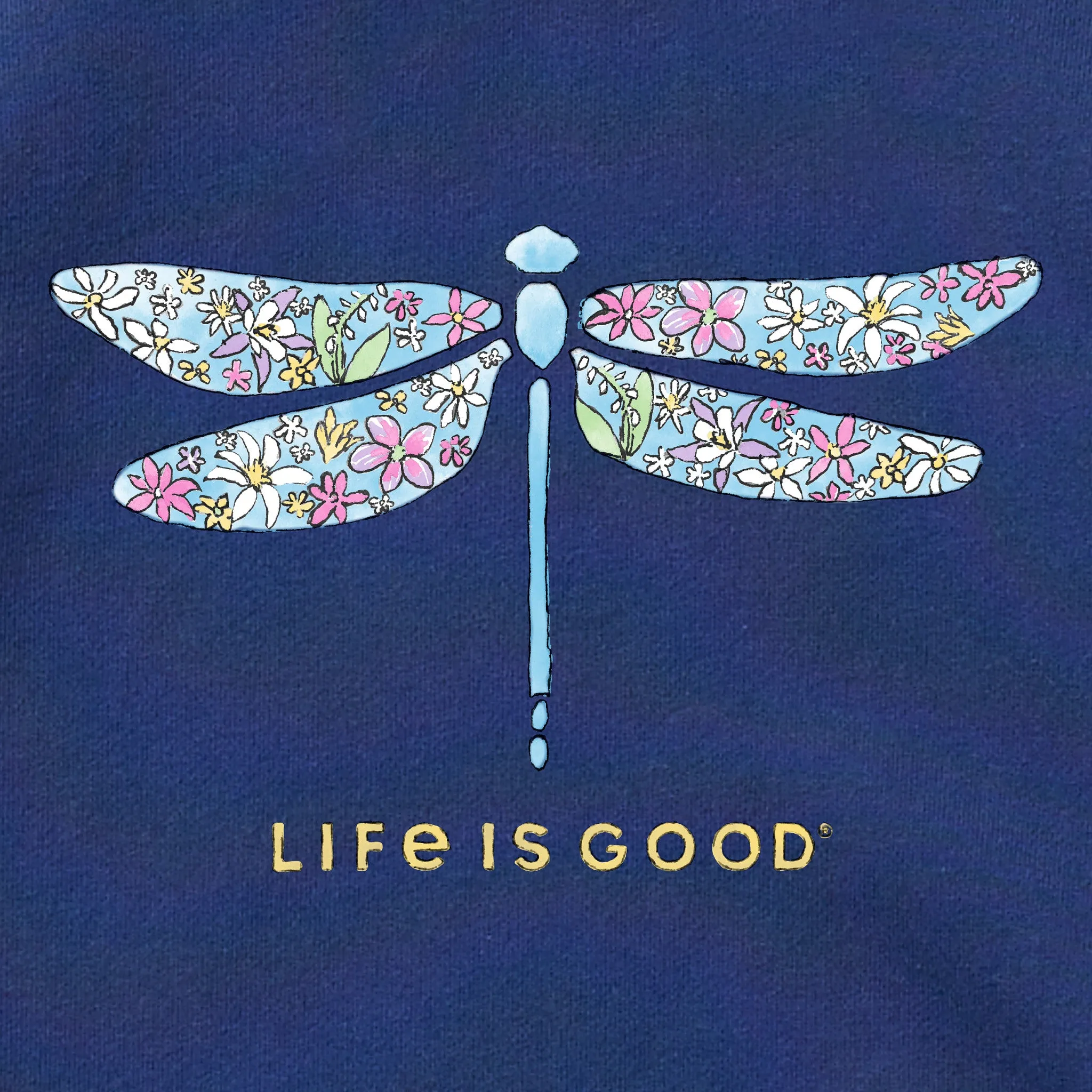 Women's Wildflower Dragonfly Simply True Crew Life is Good
