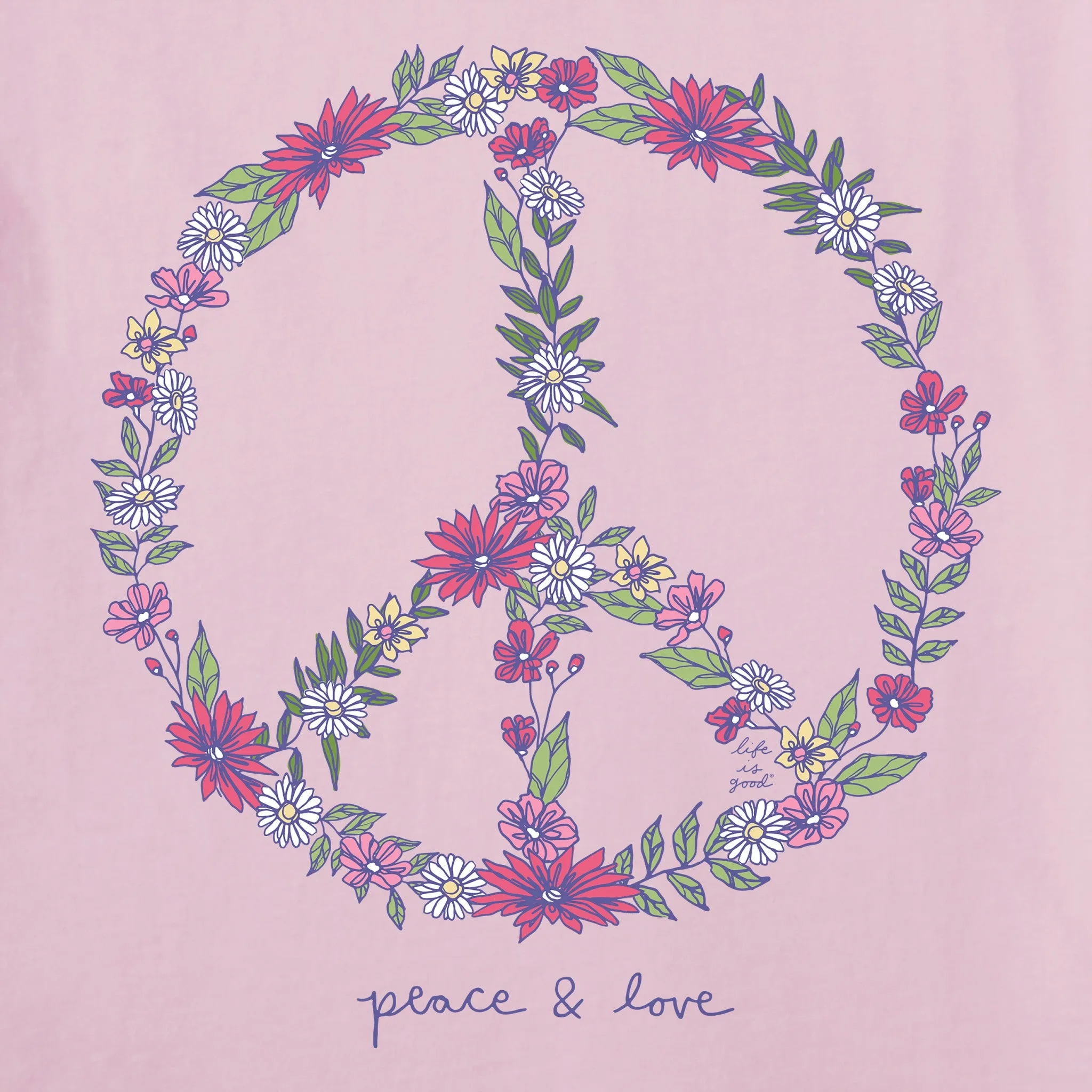 Women's Wildflower Love Peace Sign Simply True Fleece Hoodie Life is Good