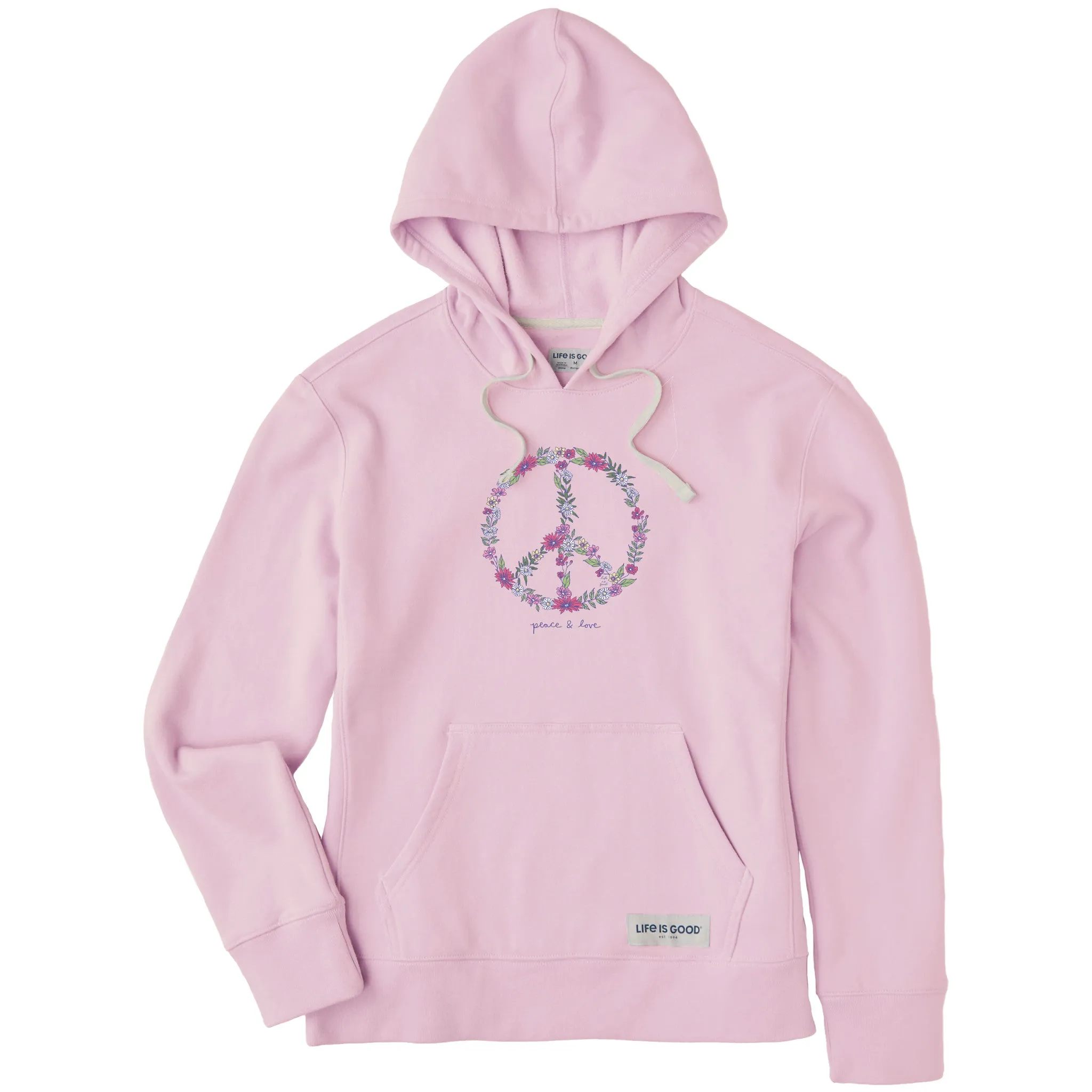 Women's Wildflower Love Peace Sign Simply True Fleece Hoodie Life is Good