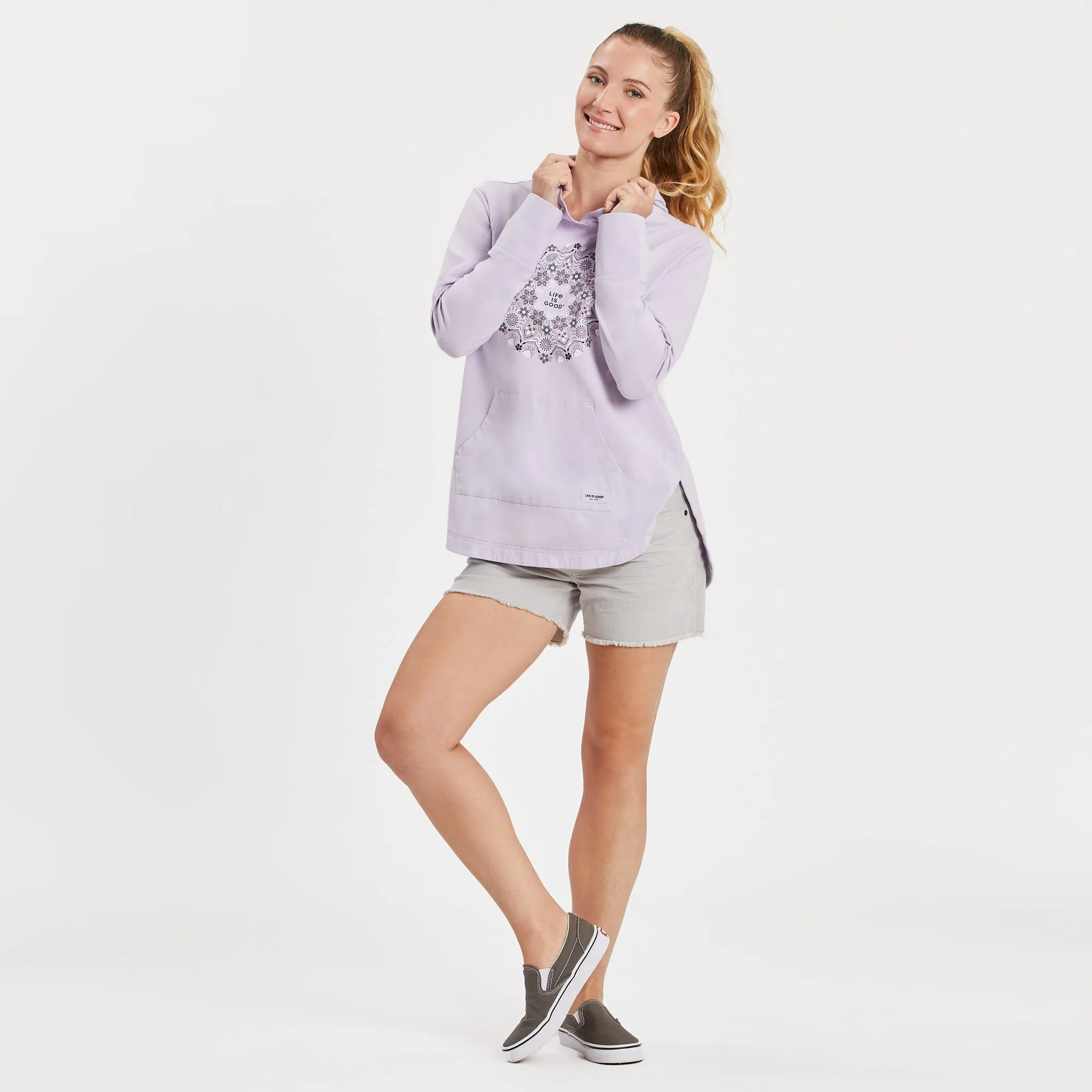 Women's Wildflower Primal Mandala Crusher-FLEX Hoodie Tunic Life is Good