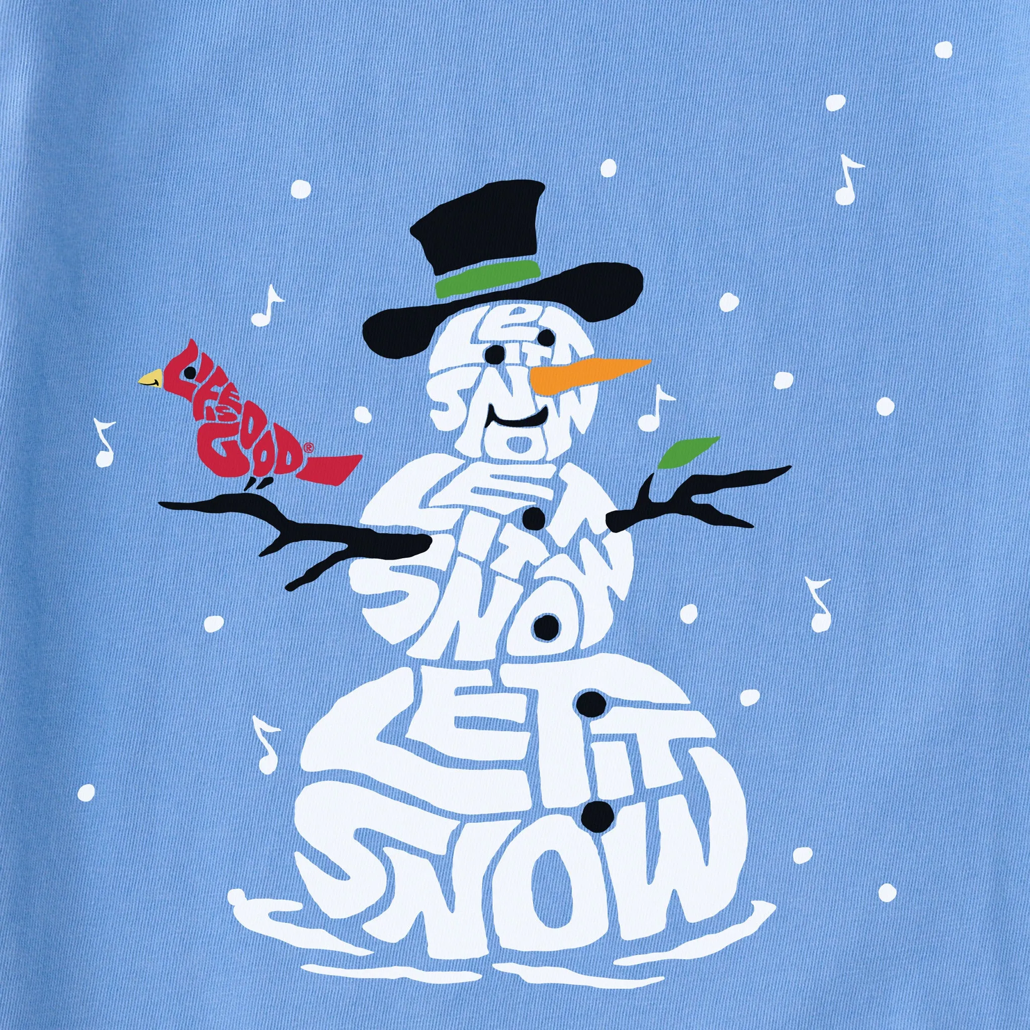 Women's Wordy Let It Snowman Simply True Fleece Crew Life is Good