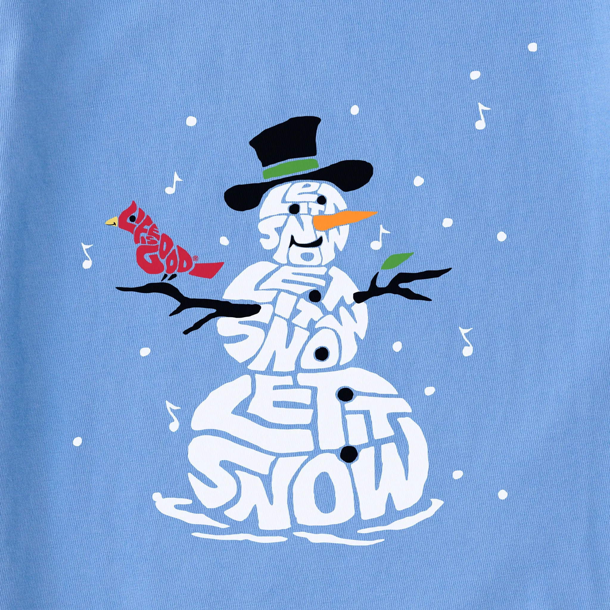 Women's Wordy Let It Snowman Simply True Fleece Crew Life is Good