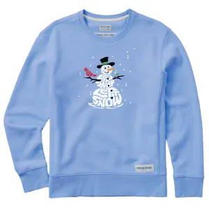 Women's Wordy Let It Snowman Simply True Fleece Crew Life is Good
